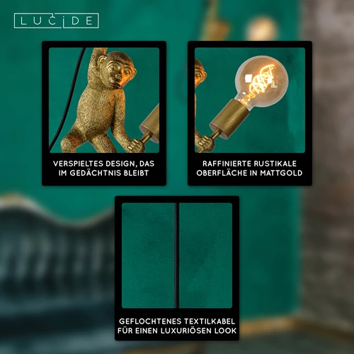 Lucide EXTRAVAGANZA CHIMP - Pendelleuchten - Ø 17,6 cm - 1xE27 - Schwarz - USP